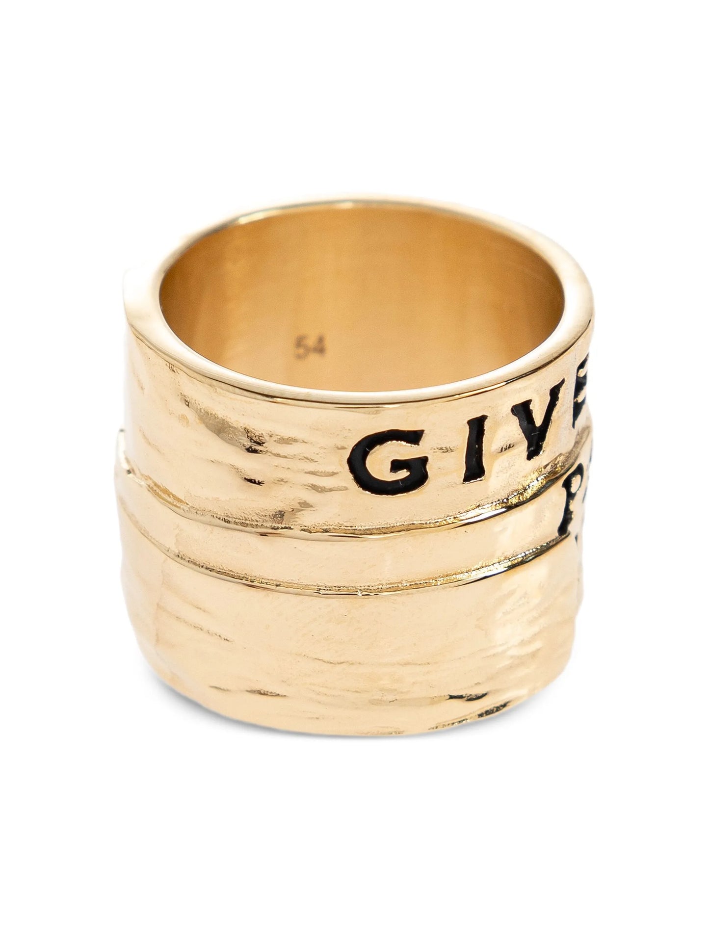 GIVENCHY WOMEN 1952 Logo Engraved Tape Ring Antic Golden - MAISONDEFASHION.COM