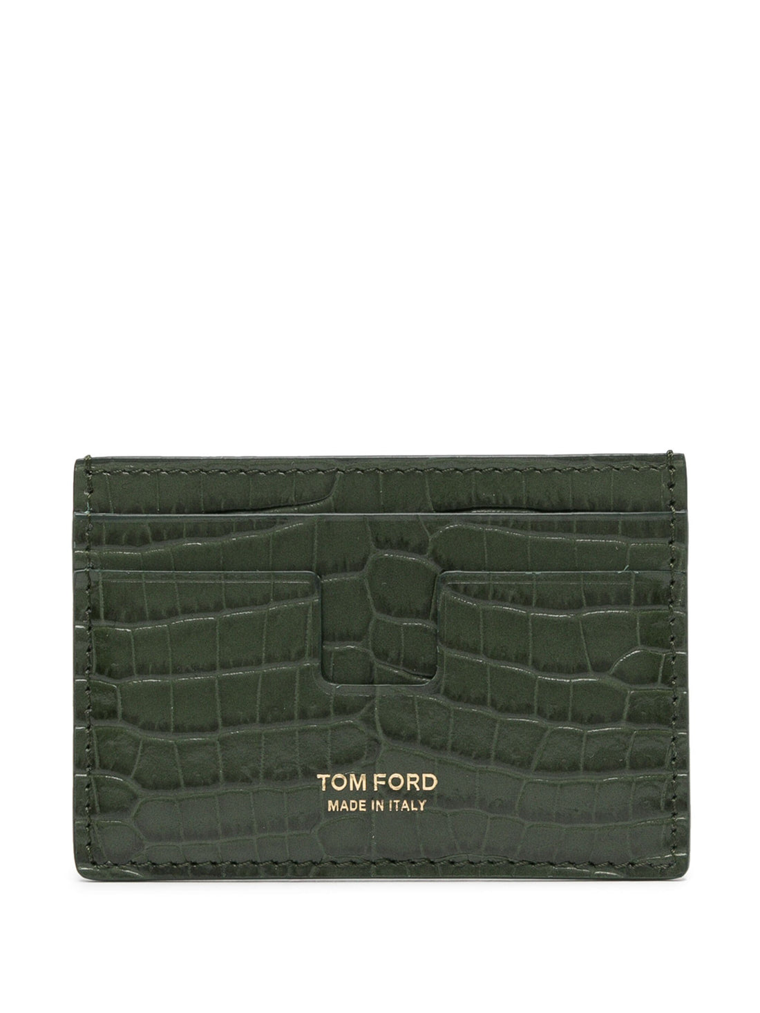 TOM FORD Embossed Crocodile Leather Cardholder Green - MAISONDEFASHION.COM
