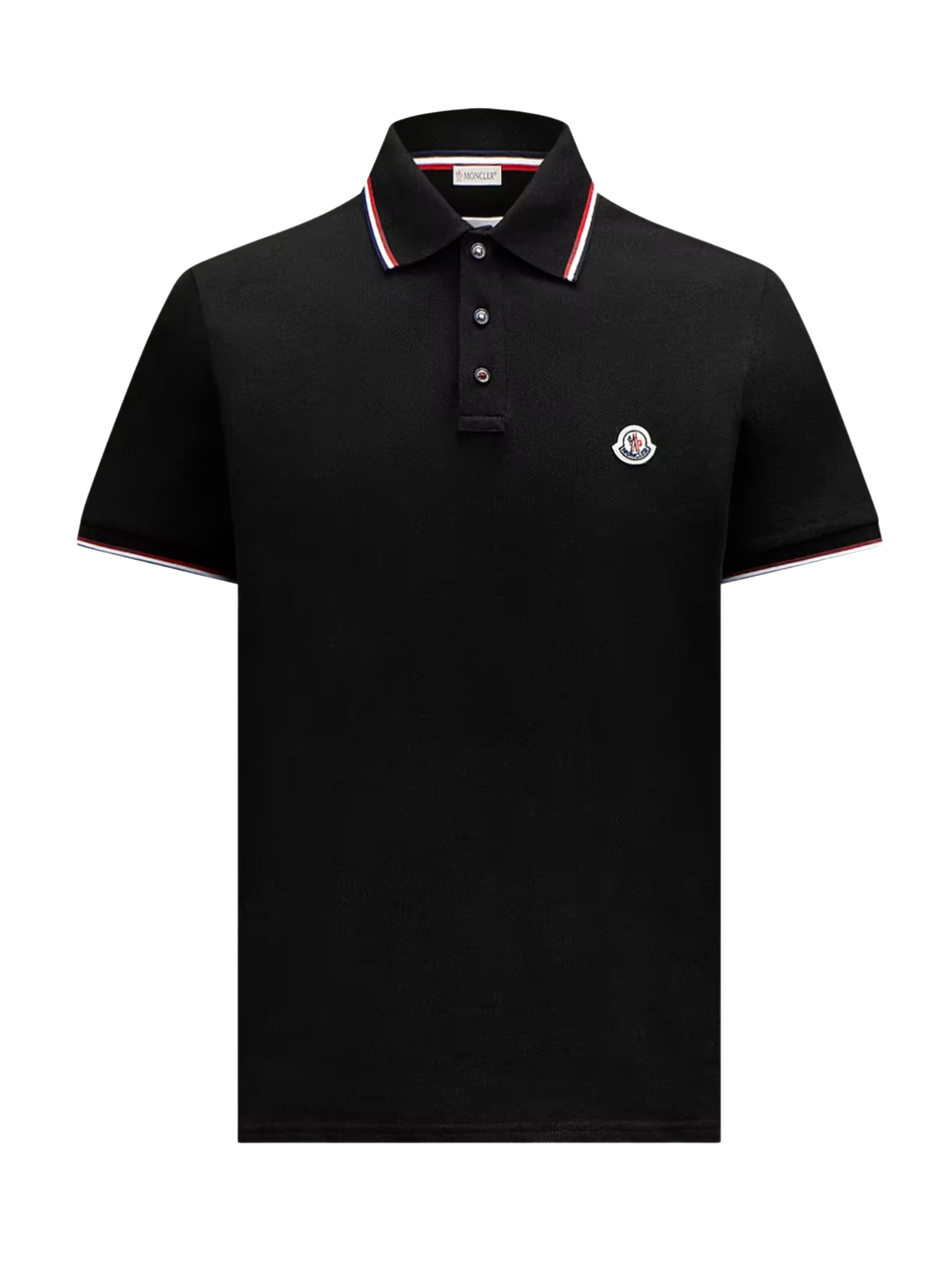 MONCLER Tricolour-Trimmed Cotton Piquet Polo Shirt Black - MAISONDEFASHION.COM