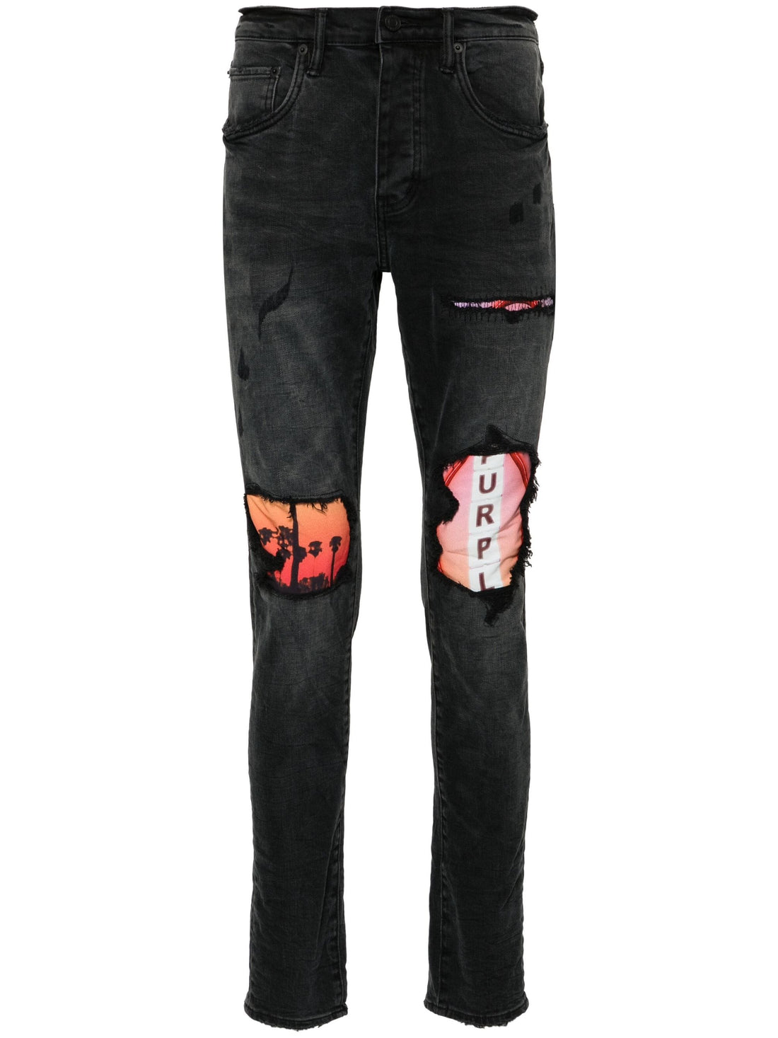 PURPLE BRAND MEN x BLUE SKY INN Sunset Low Rise Slim Leg Jeans Black - MAISONDEFASHION.COM