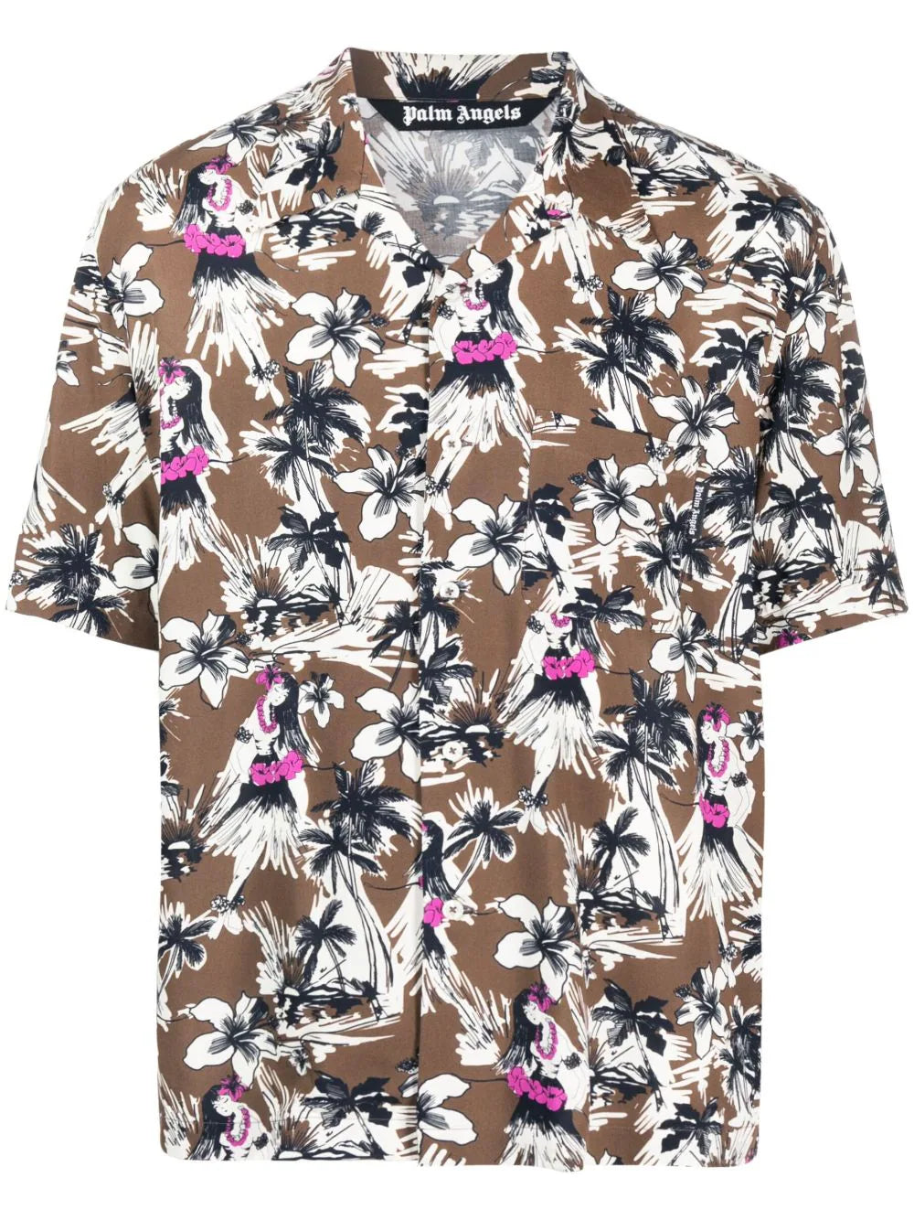 PALM ANGELS MEN Hula Bowling Shirt Beige/Butter - MAISONDEFASHION.COM