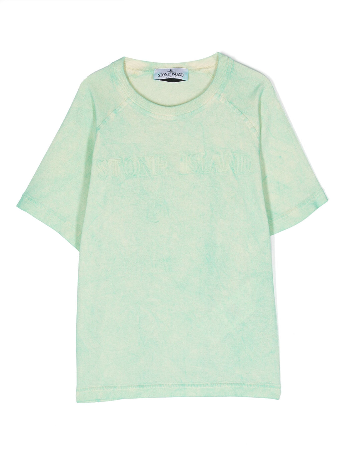 STONE ISLAND KIDS Logo Embroidered Cotton T-Shirt Green - MAISONDEFASHION.COM