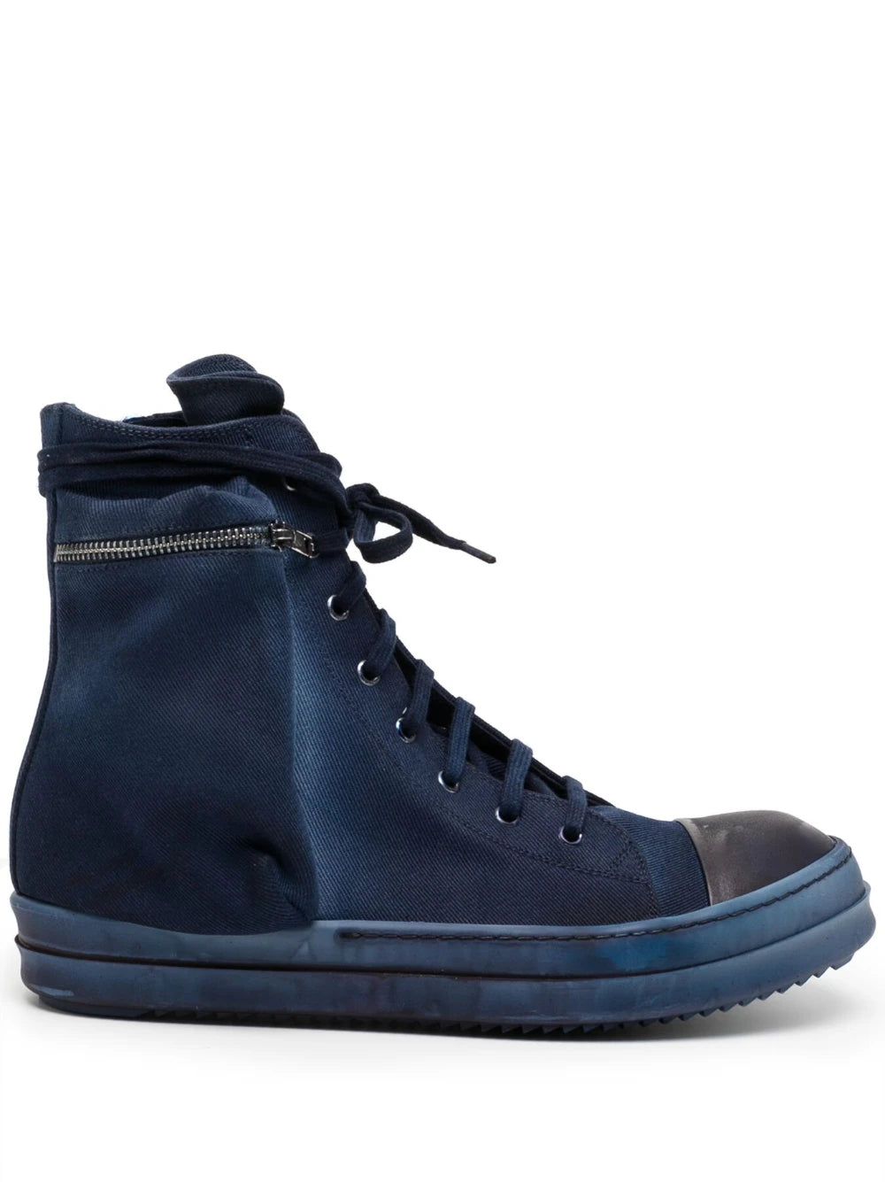 RICK OWENS DRKSHDW Denim Cargo Sneakers Indigo - MAISONDEFASHION.COM