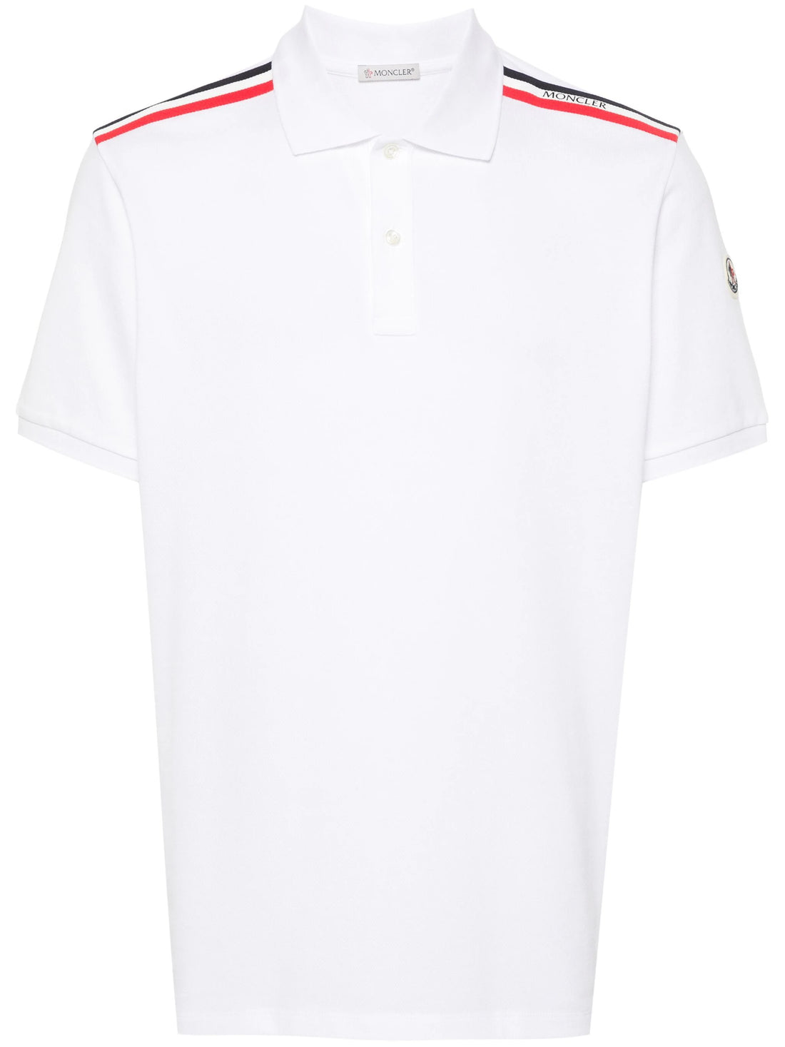 MONCLER Multi Stripe Logo Polo Shirt White - MAISONDEFASHION.COM