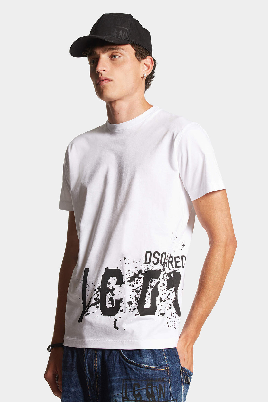 DSQUARED2 Icon Splash Cool Fit Cotton T-Shirt White - MAISONDEFASHION.COM