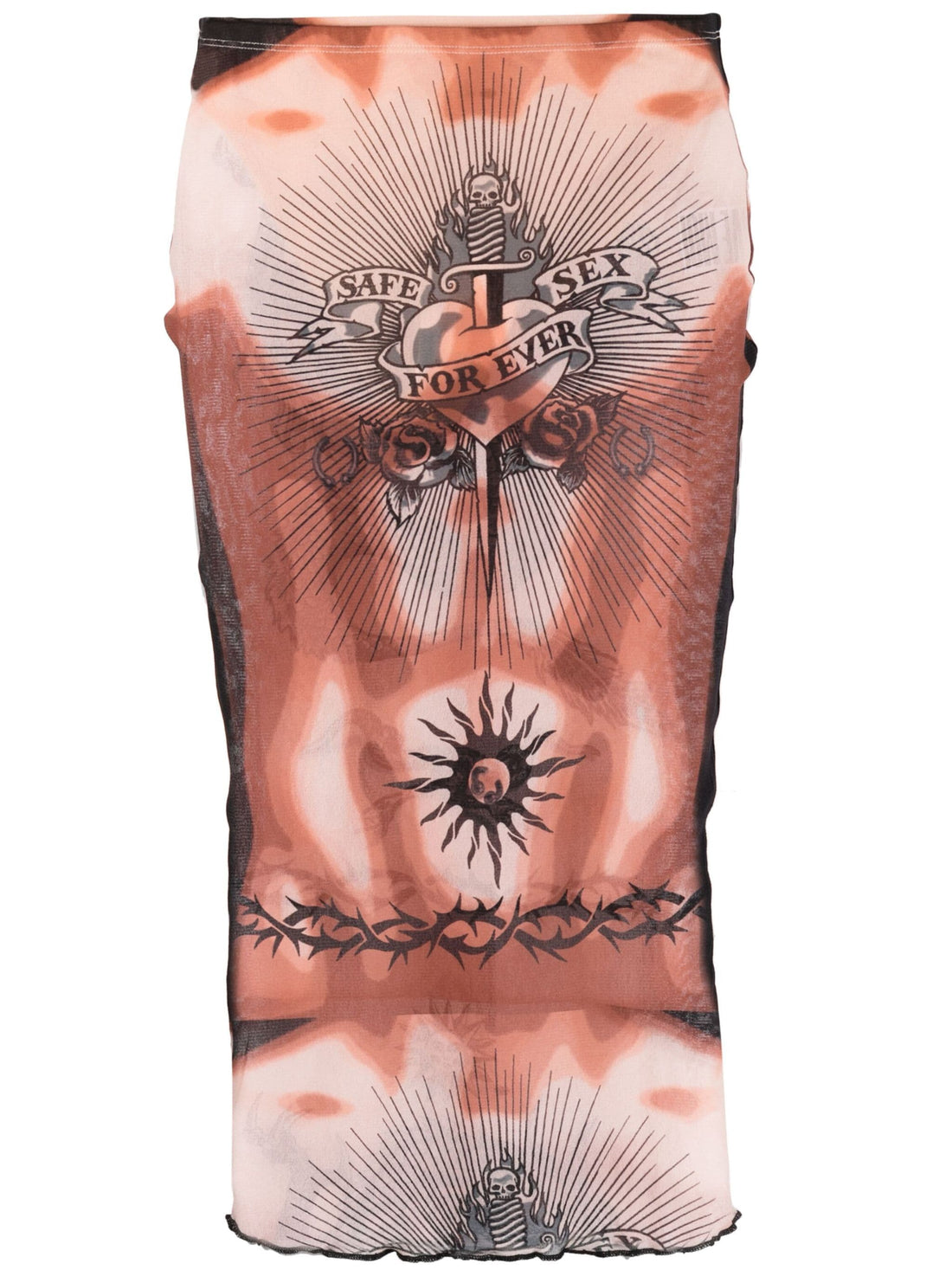 JEAN PAUL GAULTIER WOMEN Graphic Printed Midi Skirt Nude/Brown/Black - MAISONDEFASHION.COM