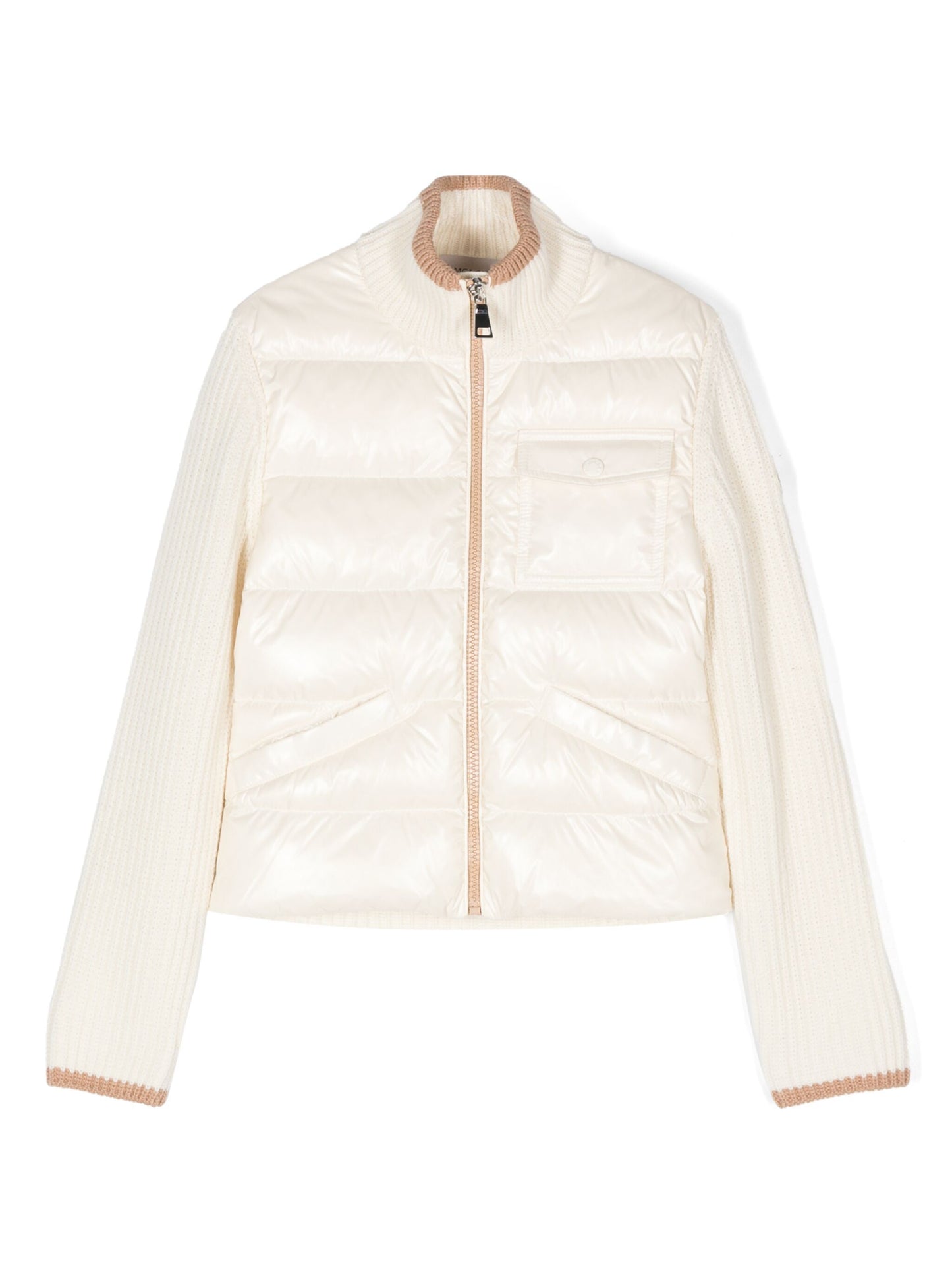 MONCLER KIDS Girls Padded Wool Jacket White - MAISONDEFASHION.COM