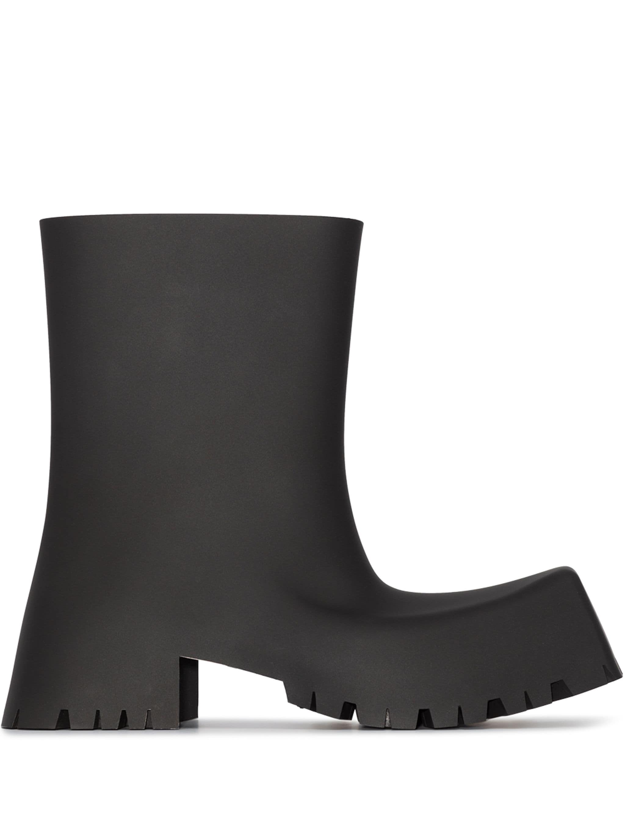 BALENCIAGA Trooper Block Heel Rubber Boots Black – MAISONDEFASHION.COM