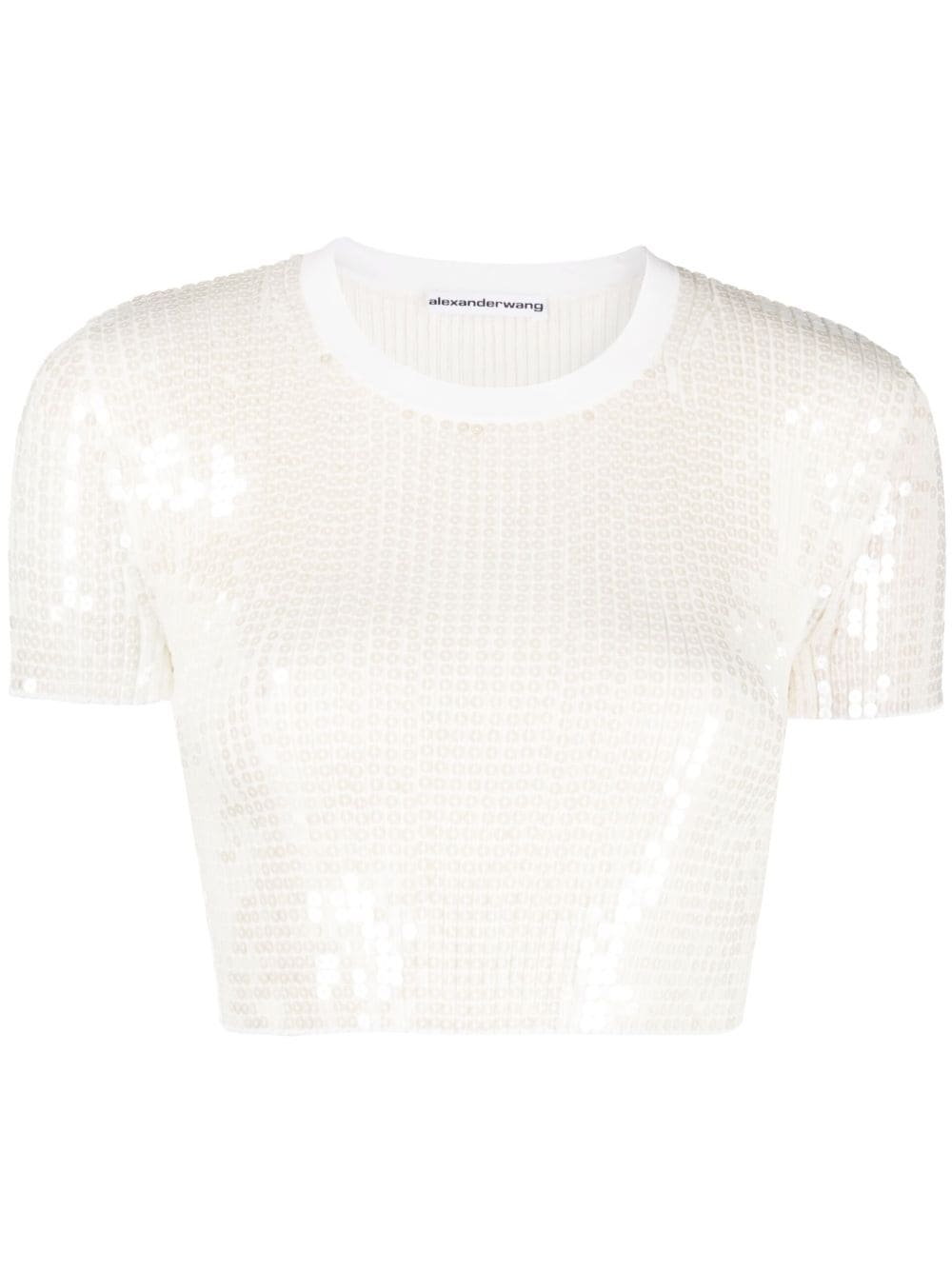 ALEXANDER WANG WOMEN Sequin Top White - MAISONDEFASHION.COM