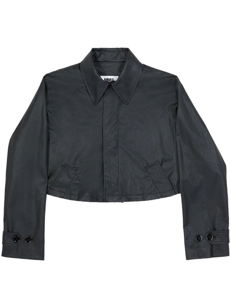 【送料&関税込】MM6 Maison Margiela Cropped Fit Jacket MAISON MARGIELA MM6 WOMEN Faux Leather Cropped Jacket Black