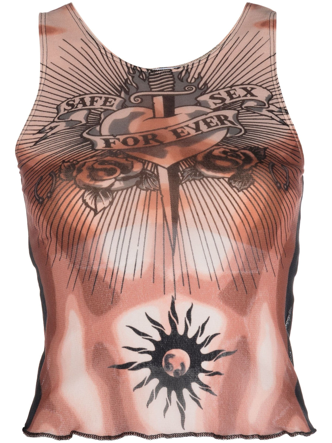 JEAN PAUL GAULTIER WOMEN Graphic Printed Tank Top Nude/Brown/Black - MAISONDEFASHION.COM