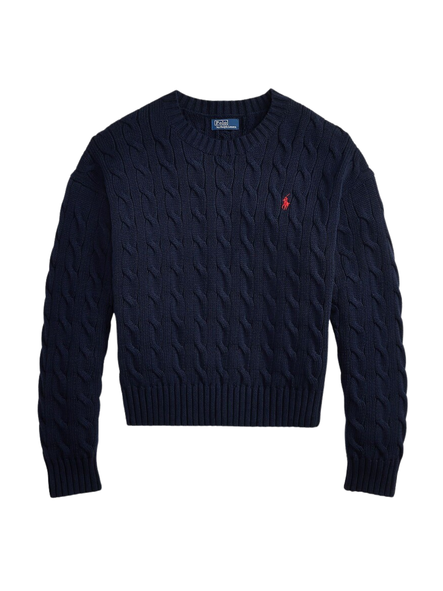 RALPH LAUREN WOMEN Loose Fit Cable-Knit Wool Jumper Navy - MAISONDEFASHION.COM