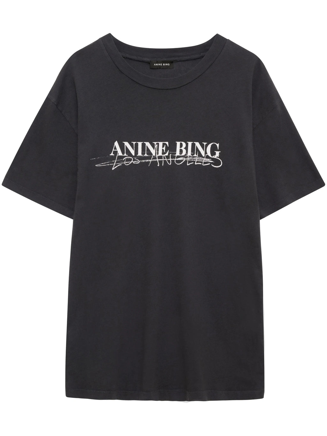ANINE BING WOMEN Walker Cotton T-Shirt Vintage Black - MAISONDEFASHION.COM