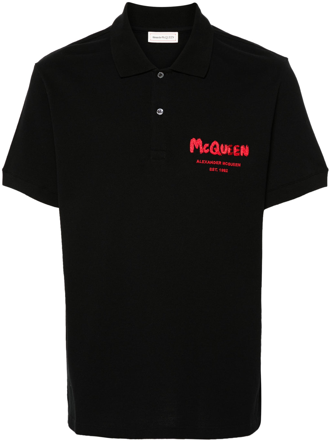 ALEXANDER MCQUEEN Logo Graffiti Print Polo Shirt Black