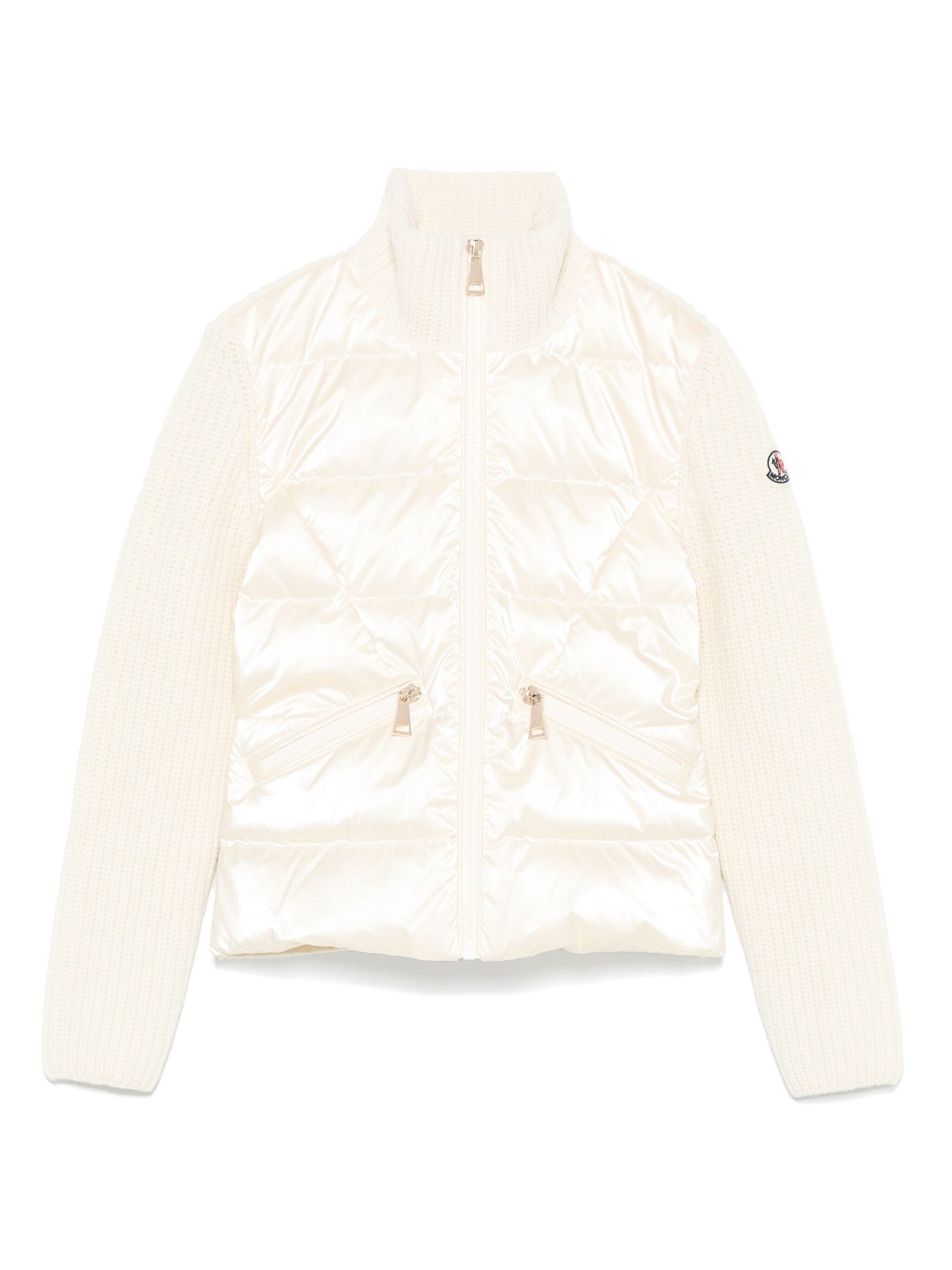 MONCLER KIDS Girls Panelled Cardigan White - MAISONDEFASHION.COM