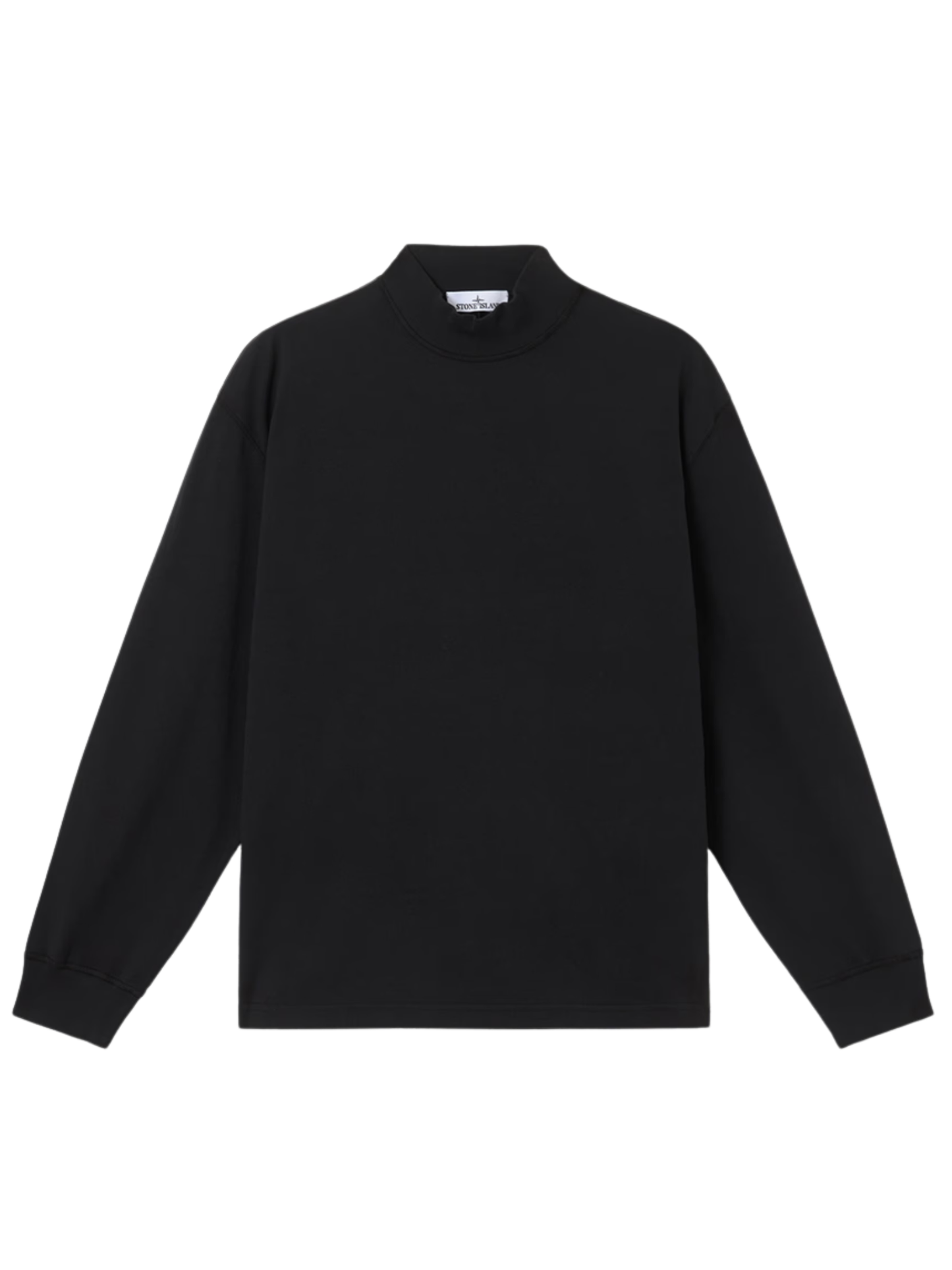 STONE ISLAND Oversized-fit Long-sleeve Mock Neck T-shirt Black - MAISONDEFASHION.COM