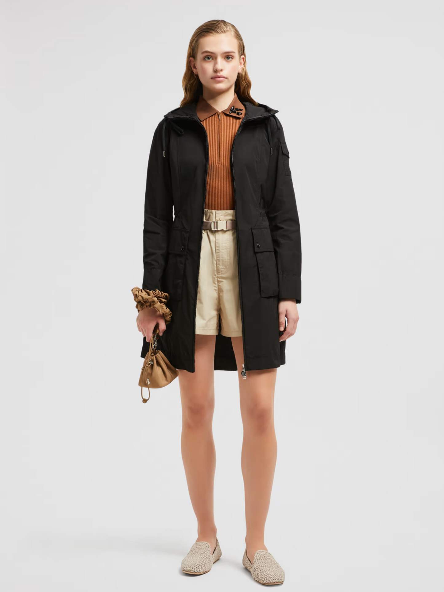 ダウンジャケット・コート MONCLER WOMEN Laerte Hooded Mid-Length Parka Black MONCLER WOMEN Laerte Hooded Mid-Length Parka Black