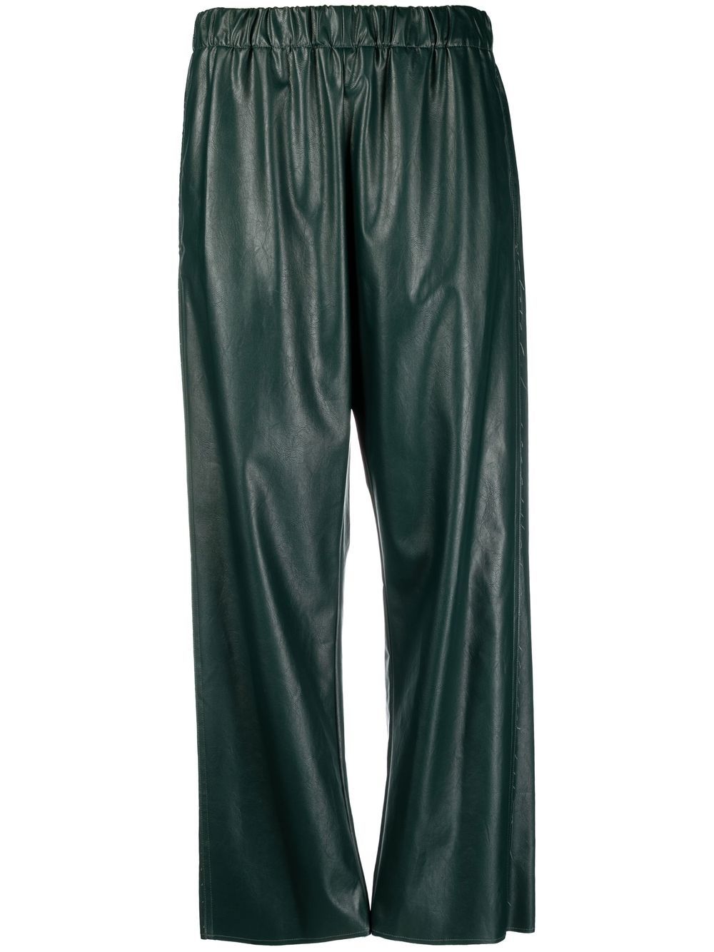 MAISON MARGIELA MM6 WOMEN Cropped Faux Leather Trousers Poison Green - MAISONDEFASHION.COM