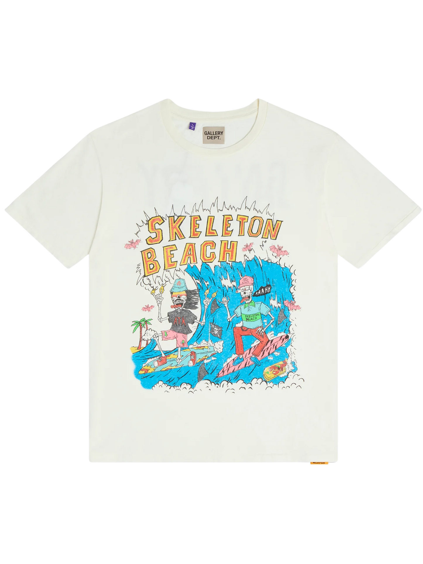 GALLERY DEPT. Skeleton Beach Surf T-shirt Light Archival White - MAISONDEFASHION.COM