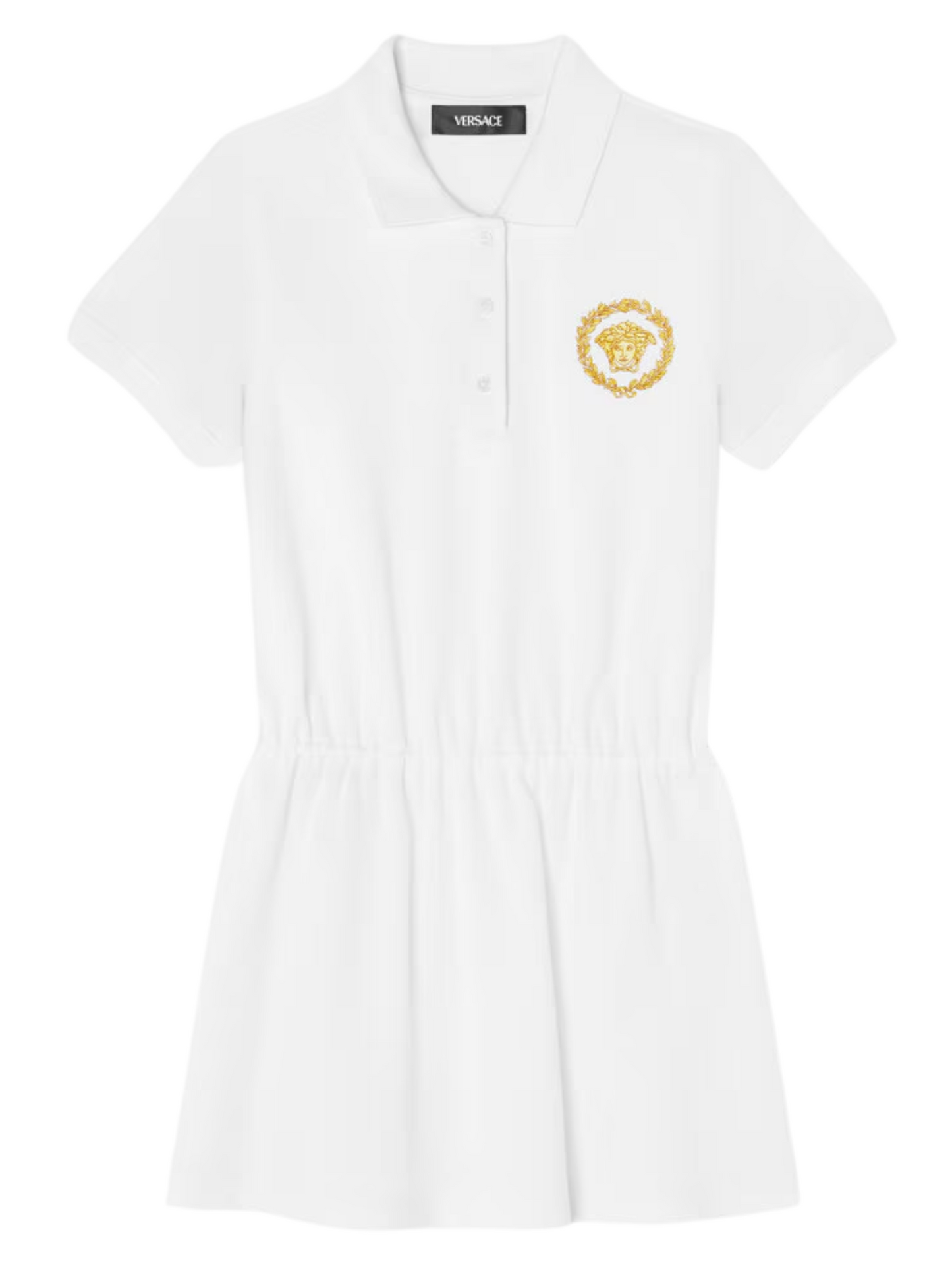 VERSACE KIDS Girls Medusa Head Printed Dress White - MAISONDEFASHION.COM