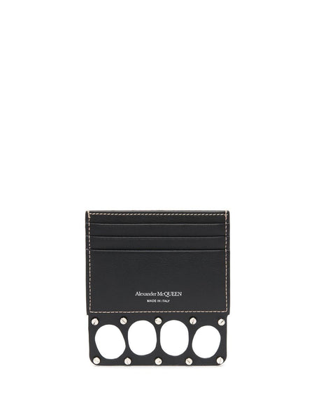 ★alexander mcqueen★ Gold Pinch Card Holder Black 8054981AA Women's McQueen Sling Zip Card Holder in Black | Alexander