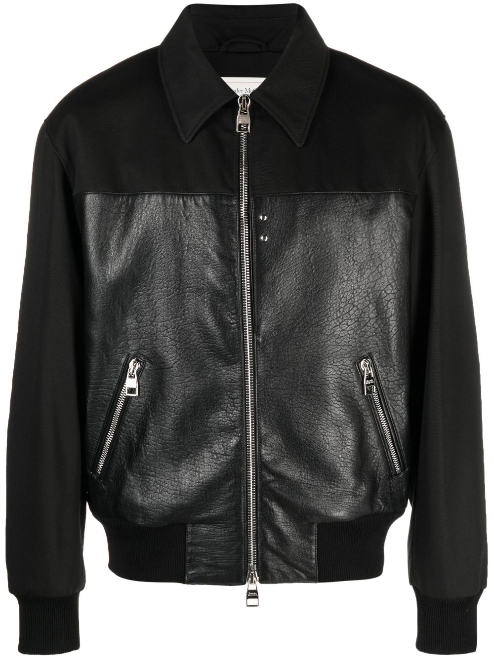 ALEXANDER MCQUEEN MEN Panelled Zipped Bomber Jacket Black - MAISONDEFASHION.COM