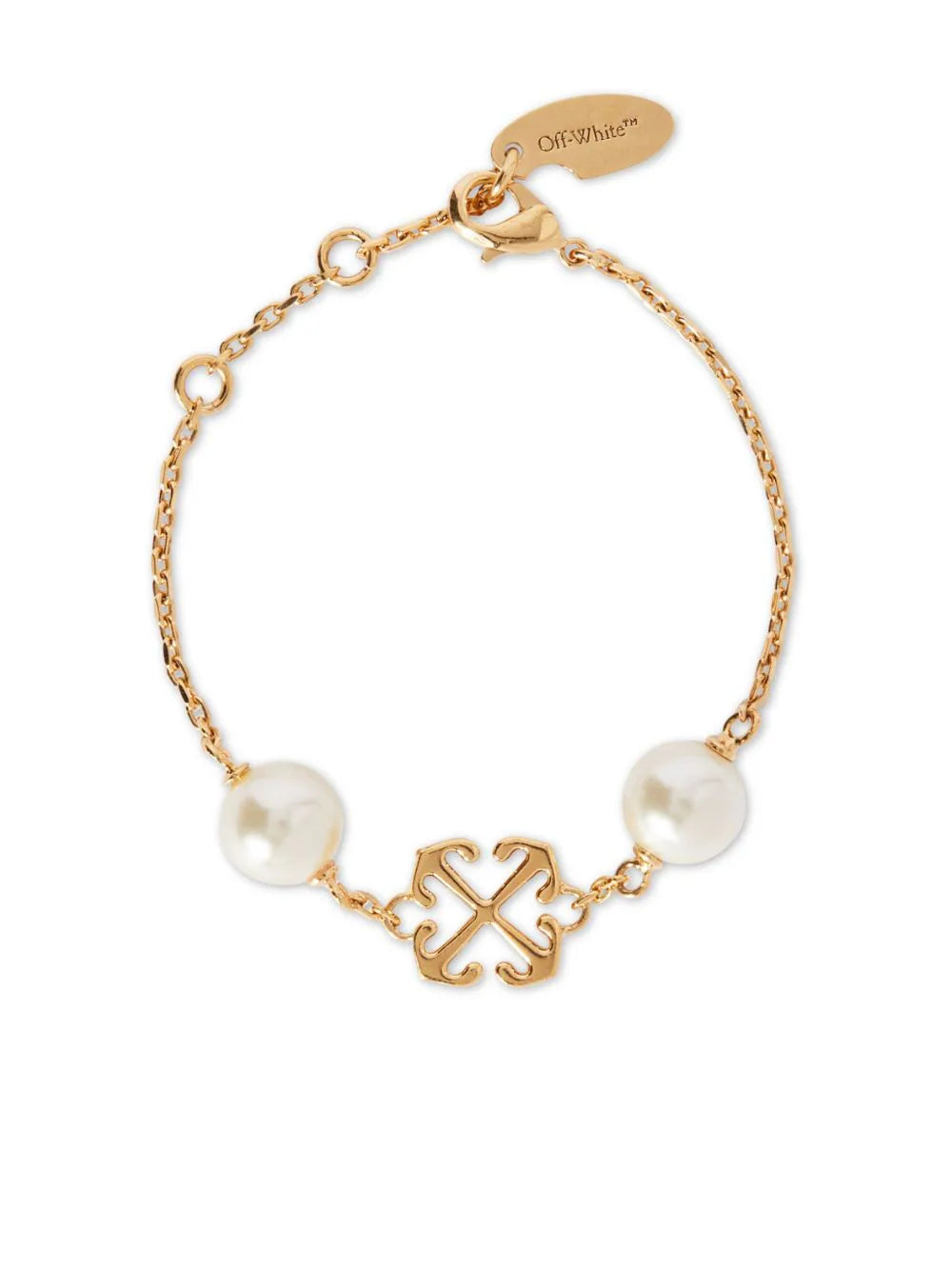 OFF-WHITE WOMEN Pearl Arrow Charm Bracelet Gold - MAISONDEFASHION.COM