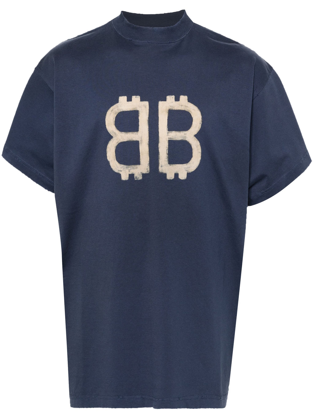 BALENCIAGA Crypto-Print Cotton T-Shirt Navy