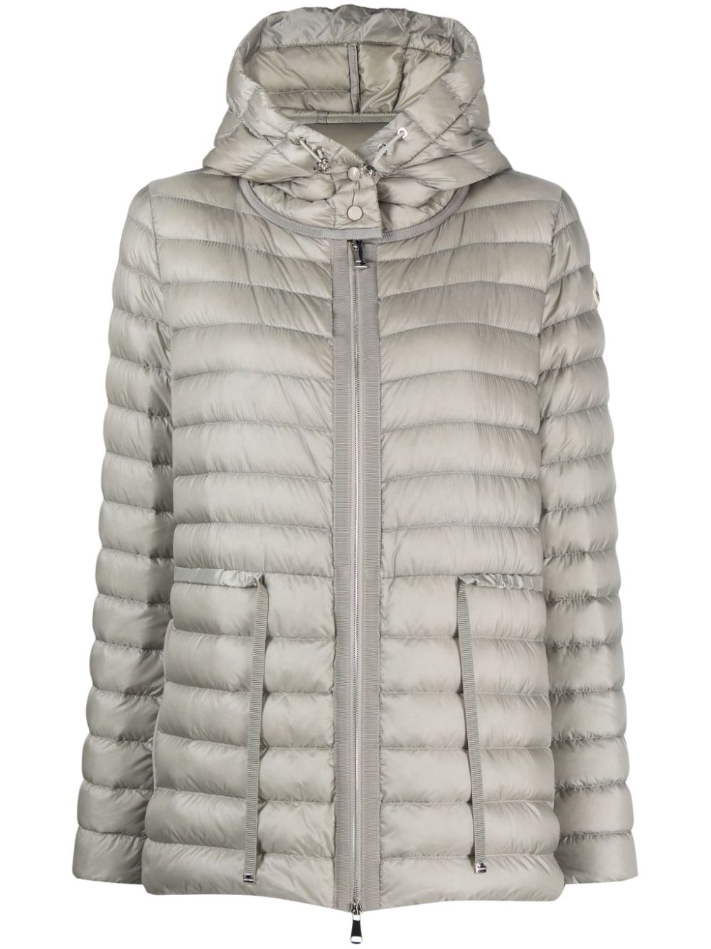 MONCLER WOMEN Raie Short Parka Jacket Light Grey MAISONDEFASHION.COM