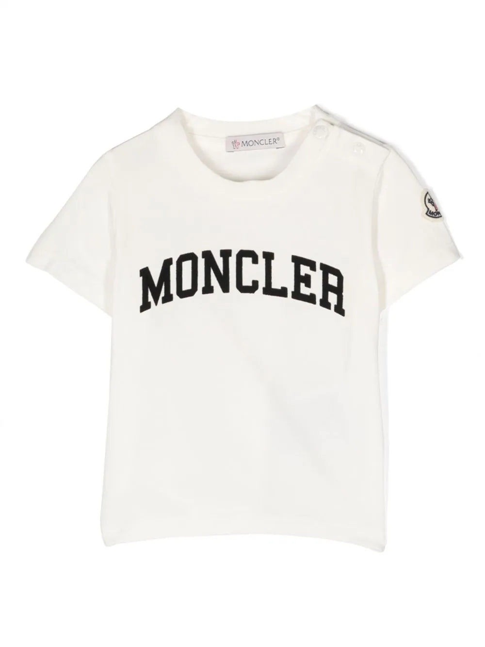 MONCLER BABY Boys Logo Print T-Shirt White/Black - MAISONDEFASHION.COM