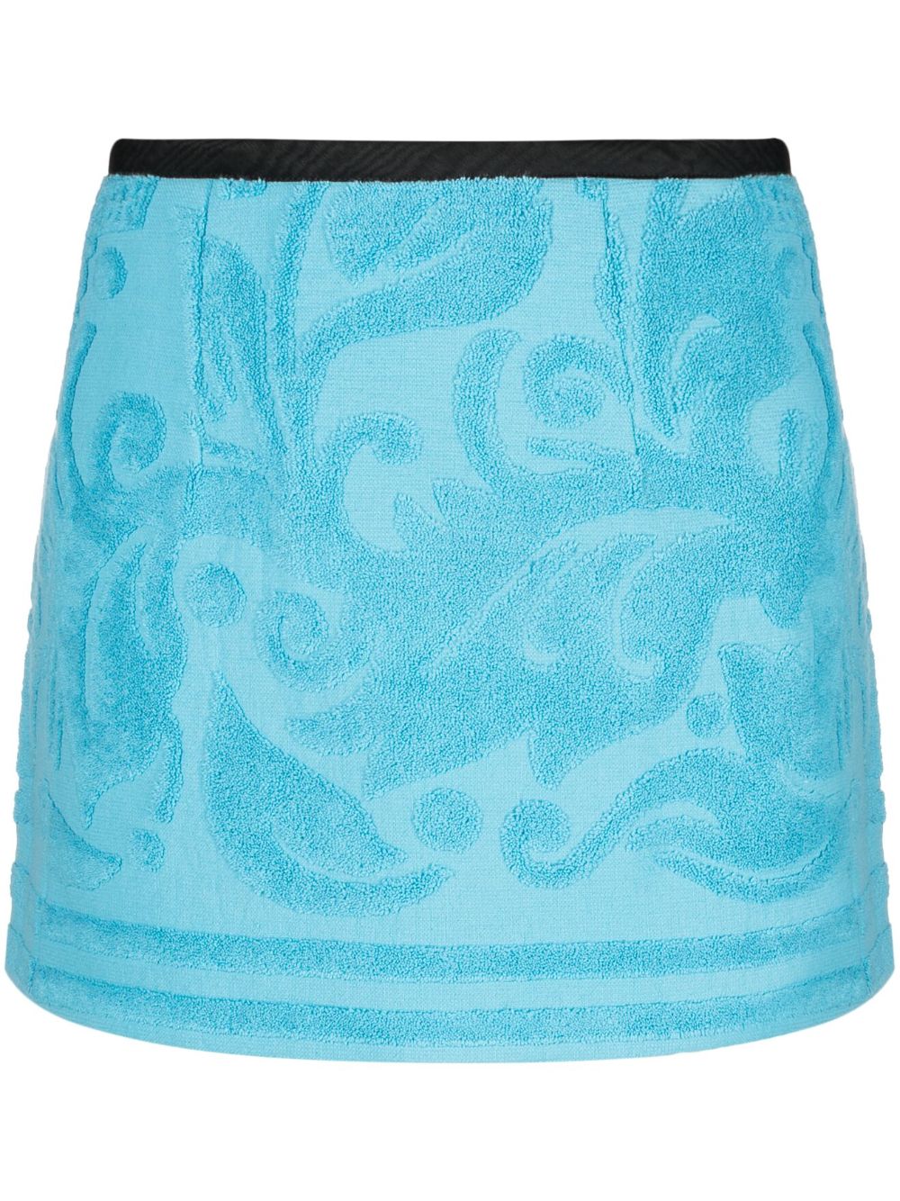 MARINE SERRE WOMEN Jacquard Towels Mini Skirt Aquarius - MAISONDEFASHION.COM
