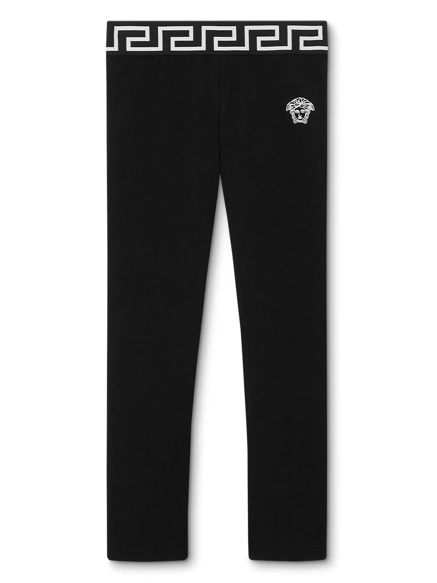 VERSACE KIDS Girls Greca Print Leggings Black/White - MAISONDEFASHION.COM