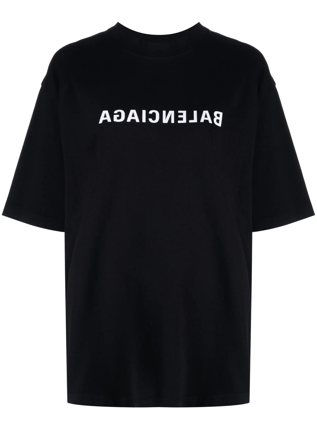 BALENCIAGA Large Fit Cotton Blend Reverse Logo T-Shirt Black/White - MAISONDEFASHION.COM