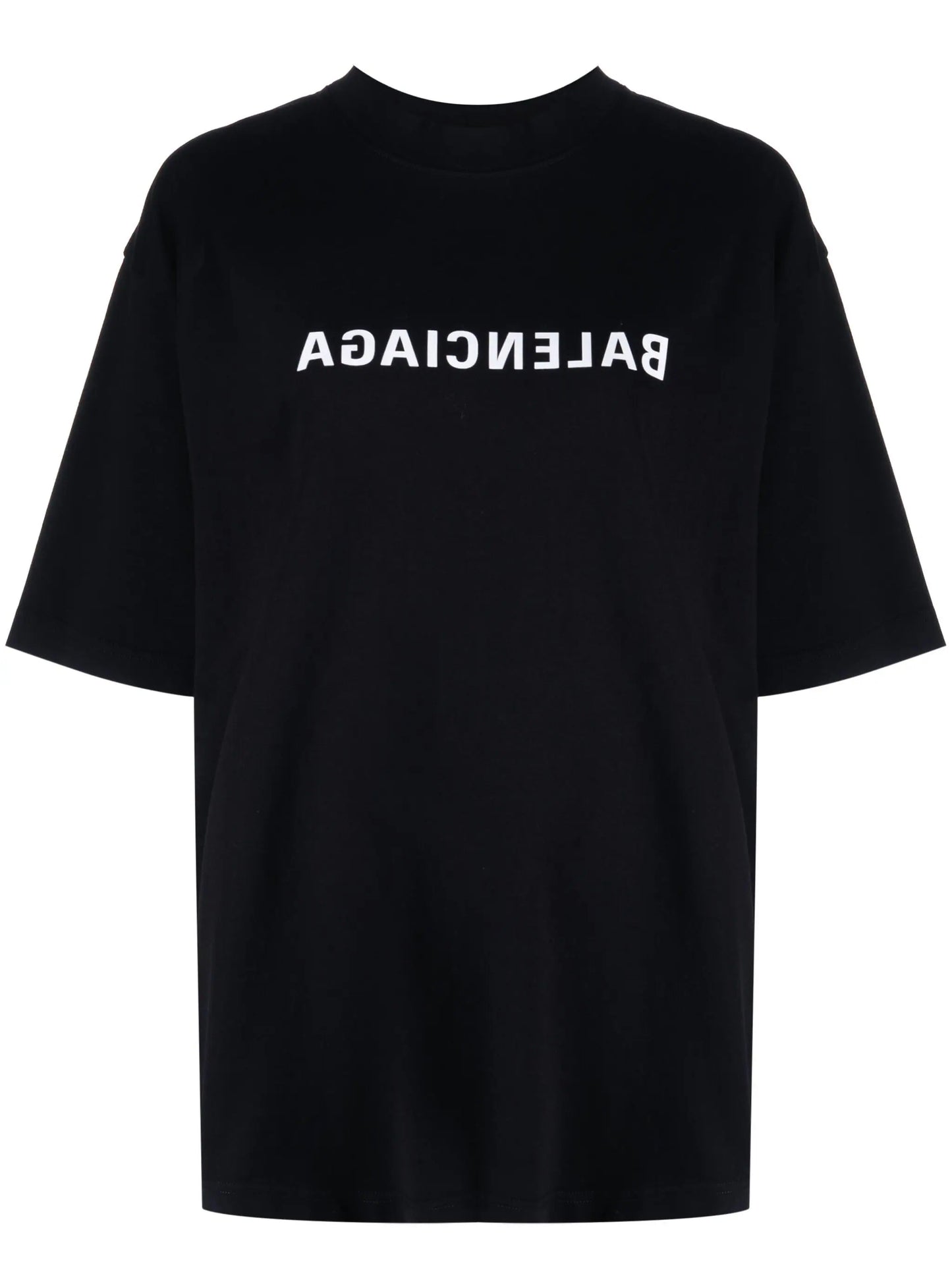 BALENCIAGA Large Fit Cotton Blend Reverse Logo T-Shirt Black/White