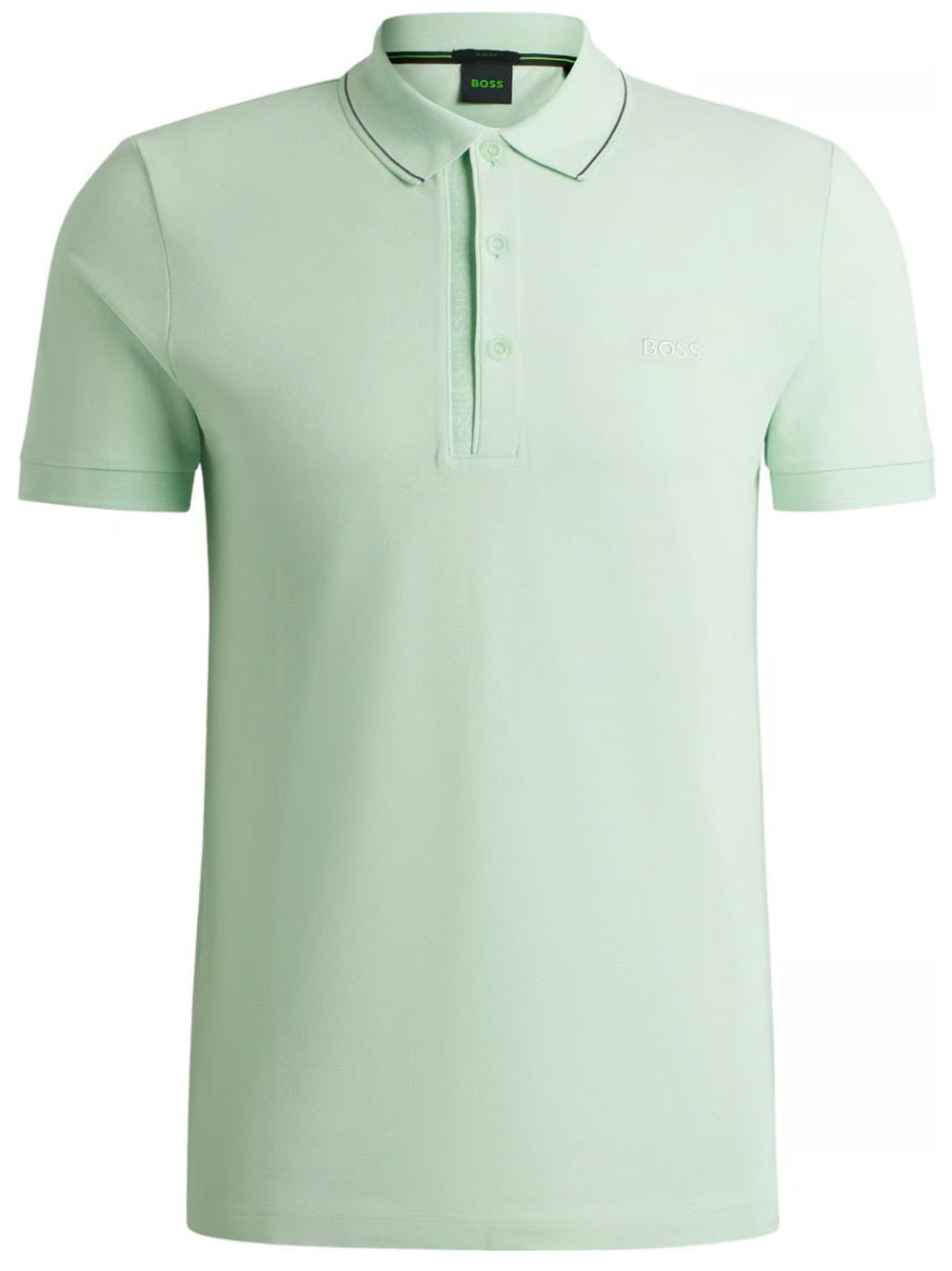 BOSS MEN Paule 4 Logo Patch Pique Polo Shirt Open Green - MAISONDEFASHION.COM