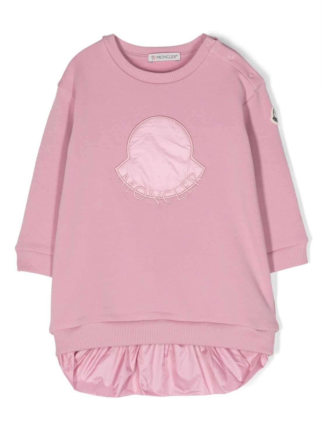 MONCLER BABY Girls Logo Embroidered Sweatshirt Dress Pink - MAISONDEFASHION.COM