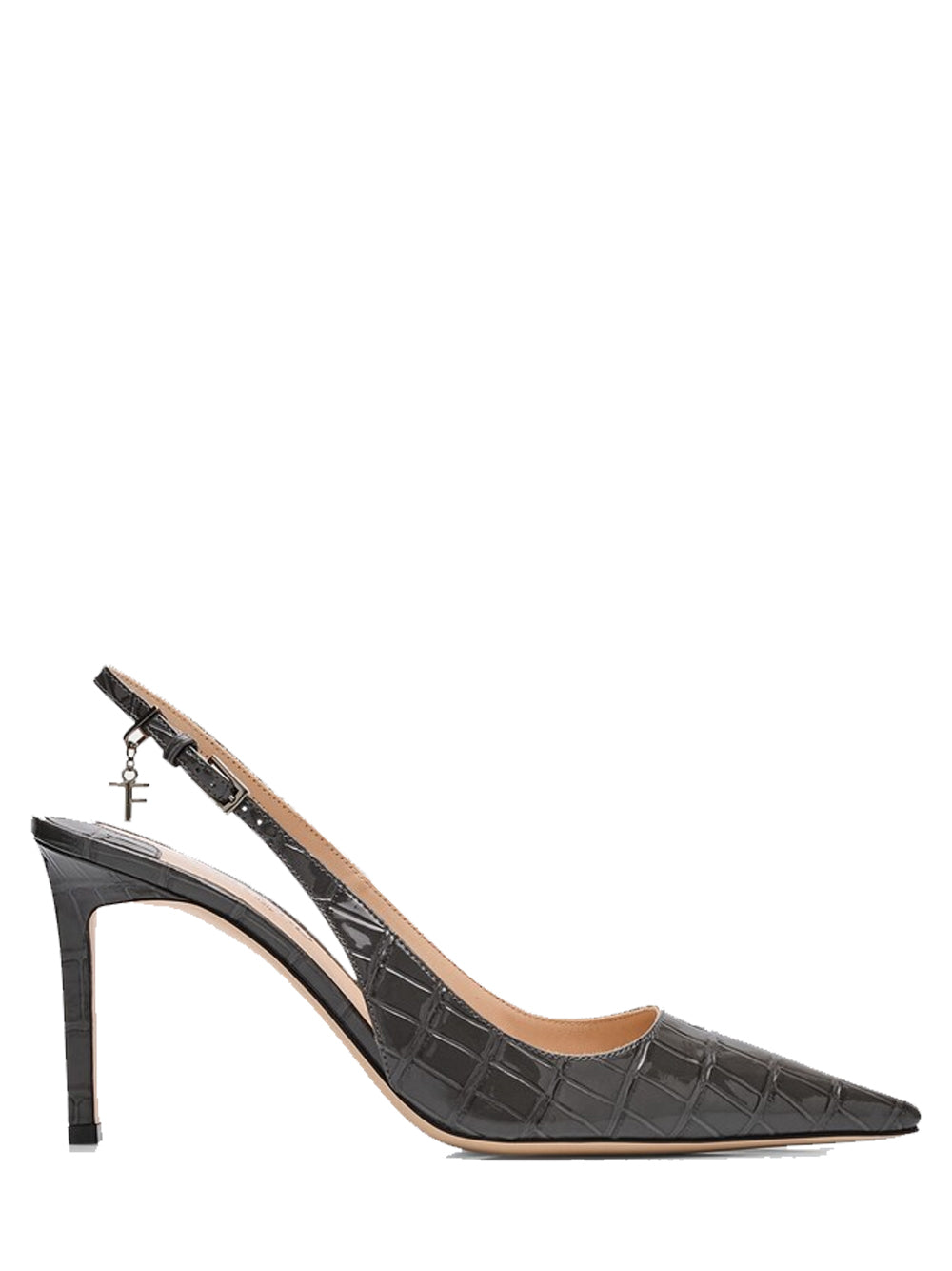 TOM FORD WOMEN Angelina 85mm Leather Slingback Pumps Grey/Silver