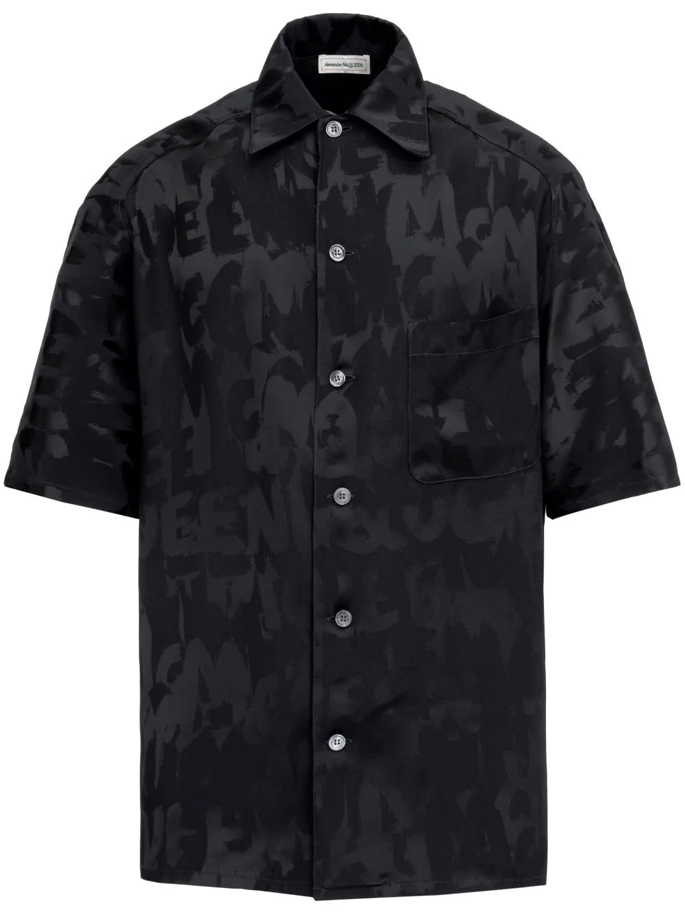 ALEXANDER MCQUEEN MEN Graffiti Logo All Over Print Shirt Black - MAISONDEFASHION.COM