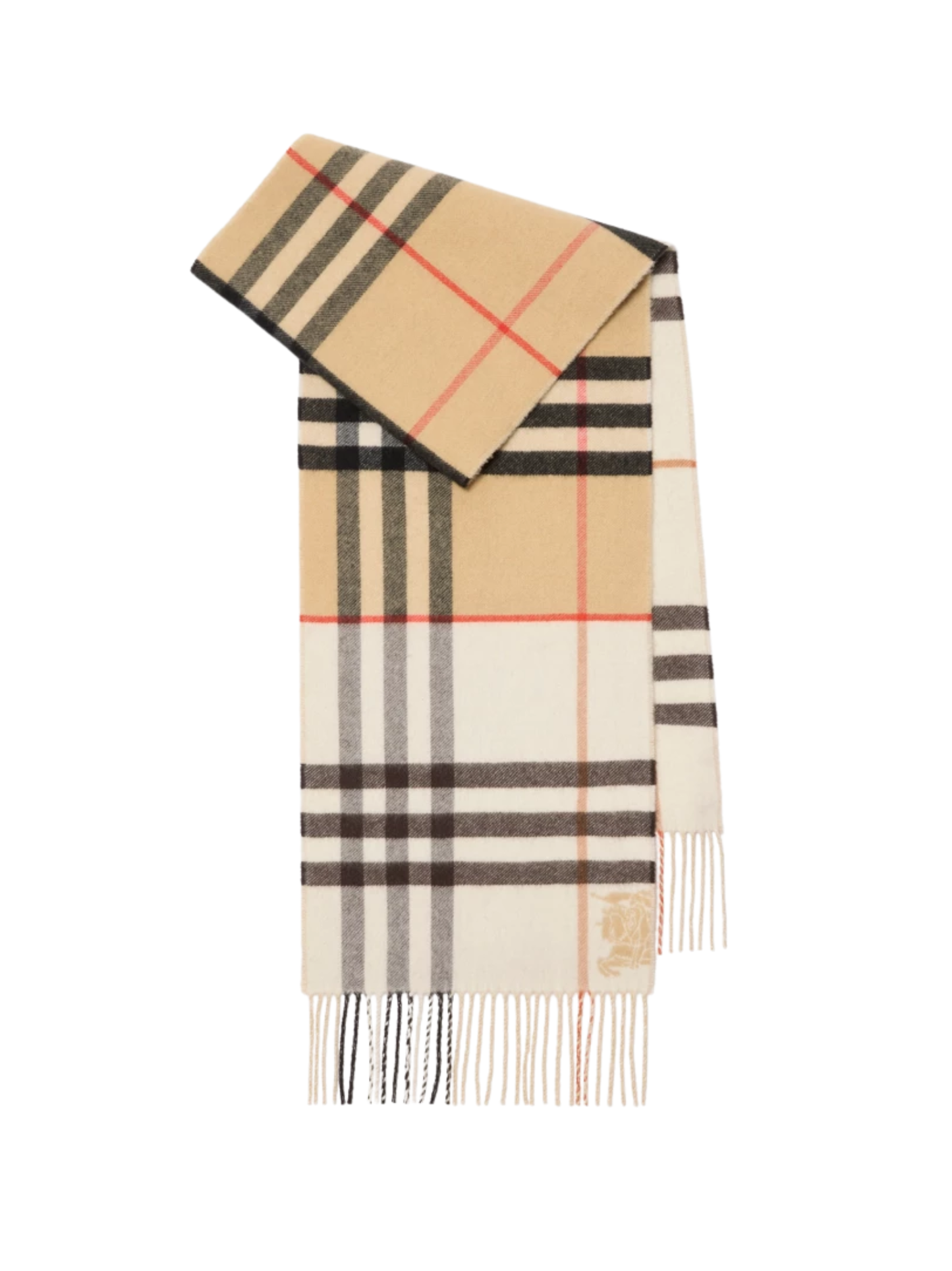BURBERRY Contrast Check Cashmere Scarf Sand Beige/Pebble White - MAISONDEFASHION.COM