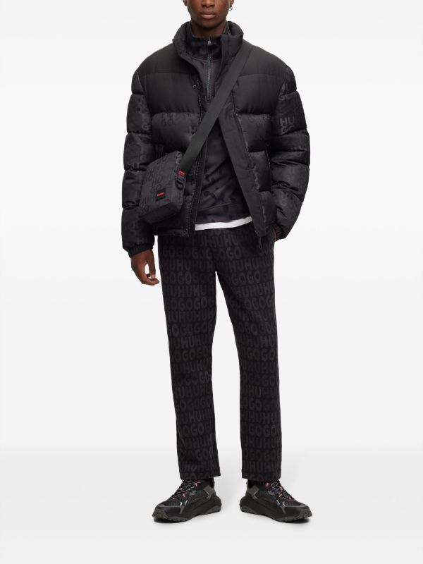 HUGO MEN Slim-fit Water-repellent Puffer Jacket Black - MAISONDEFASHION.COM