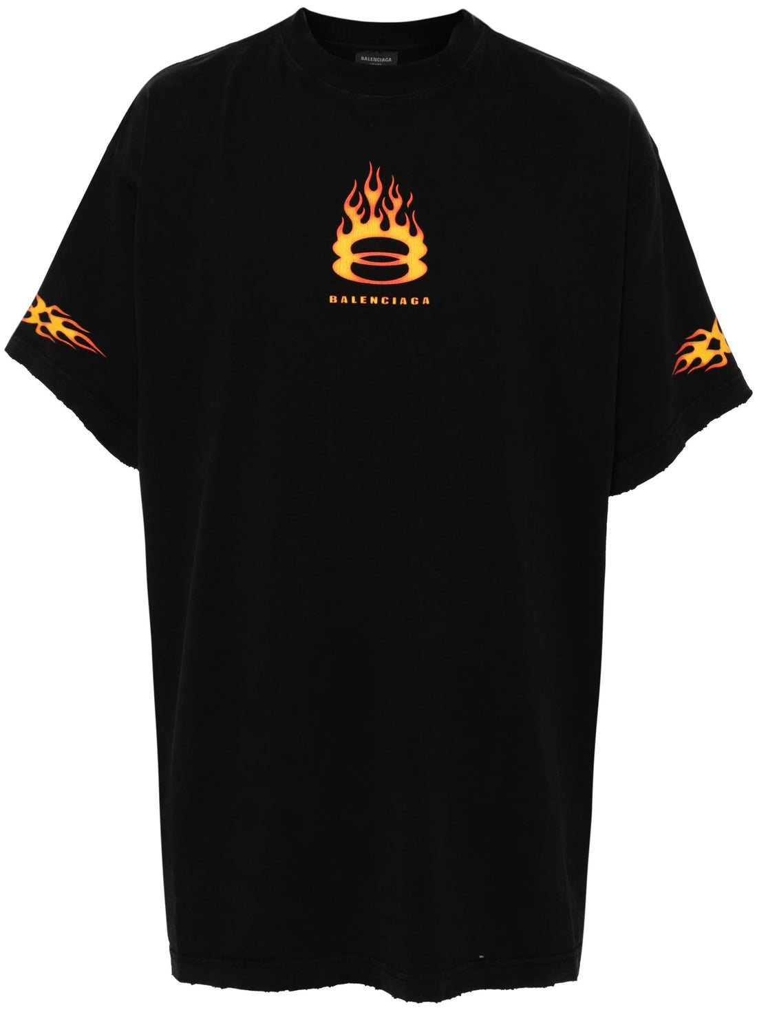 BALENCIAGA Flame Logo-Print Cotton T-Shirt Black