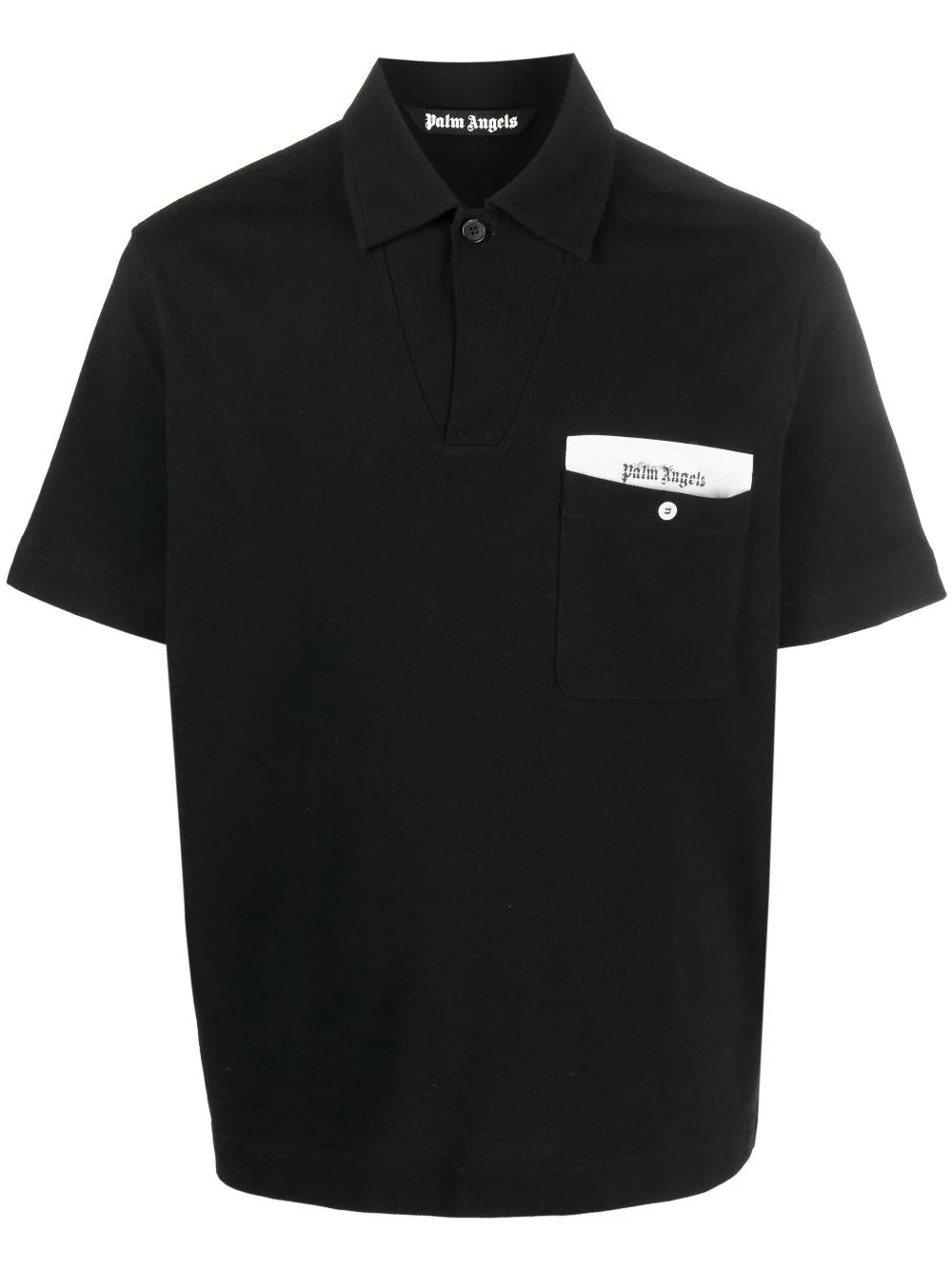 PALM ANGELS MEN Sartorial Tape Button Polo Shirt Black - MAISONDEFASHION.COM