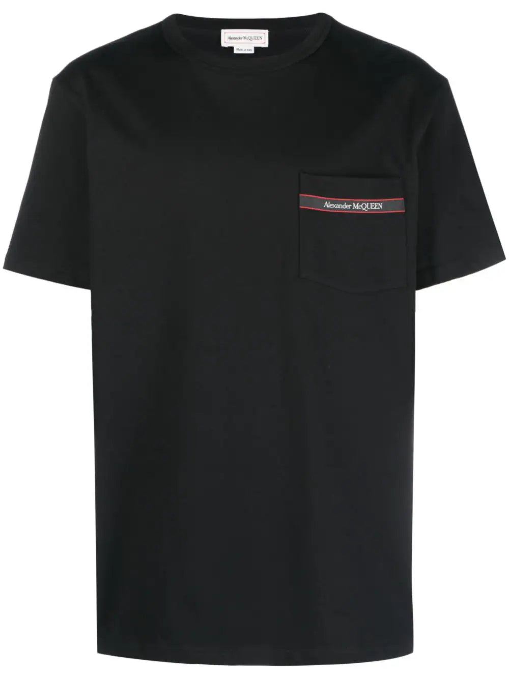 ALEXANDER MCQUEEN MEN Pocket Logo Cotton T-Shirt Black - MAISONDEFASHION.COM