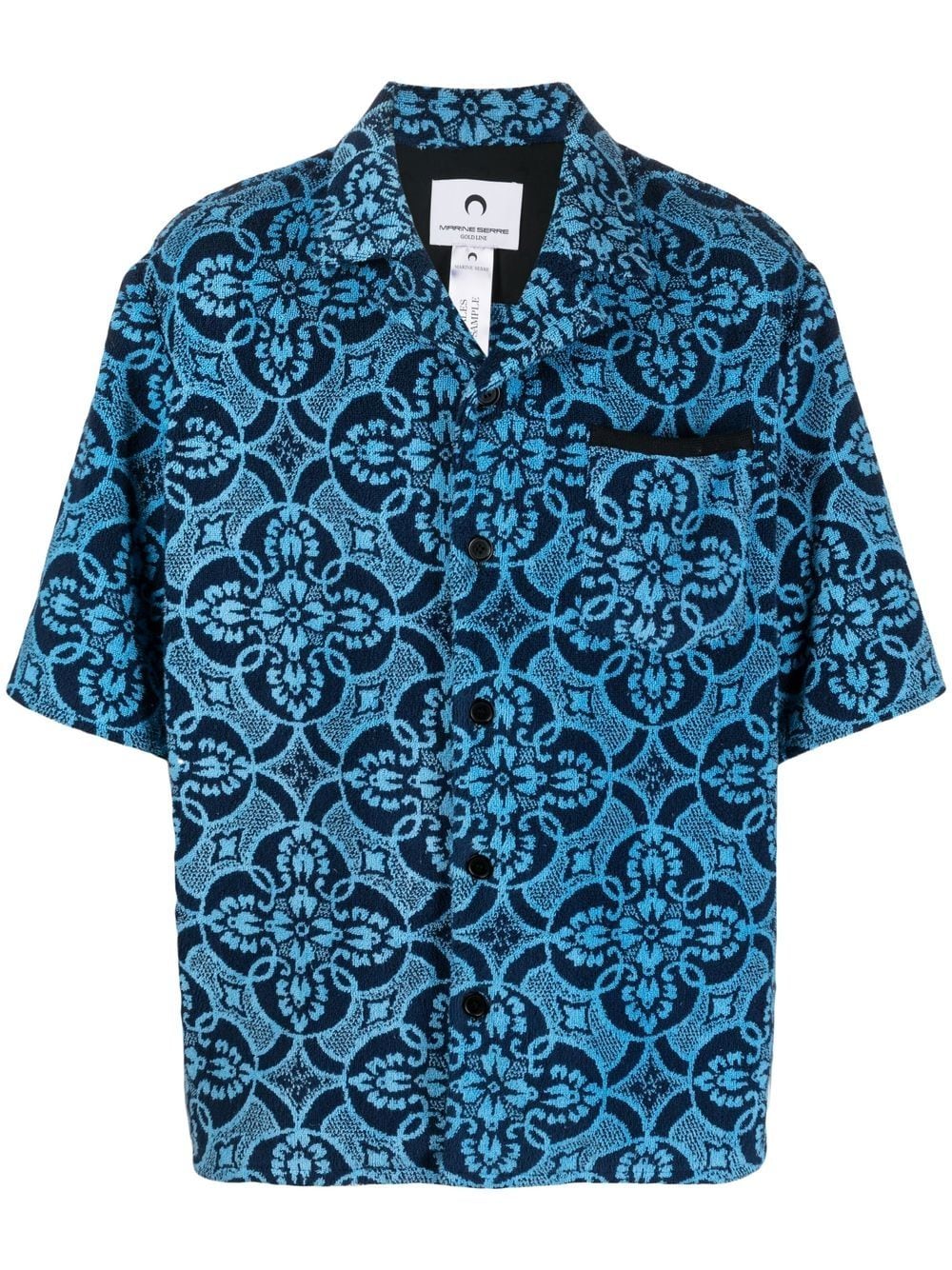 MARINE SERRE Oriental Towels Bowling Shirt Blue - MAISONDEFASHION.COM