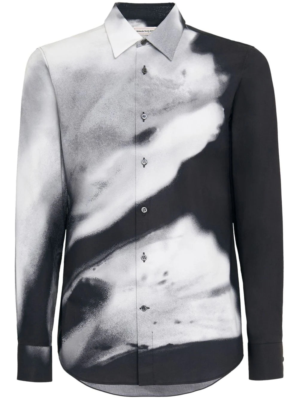 ALEXANDER MCQUEEN MEN Solarised Flower Print Shirt Black/Light Grey/White - MAISONDEFASHION.COM