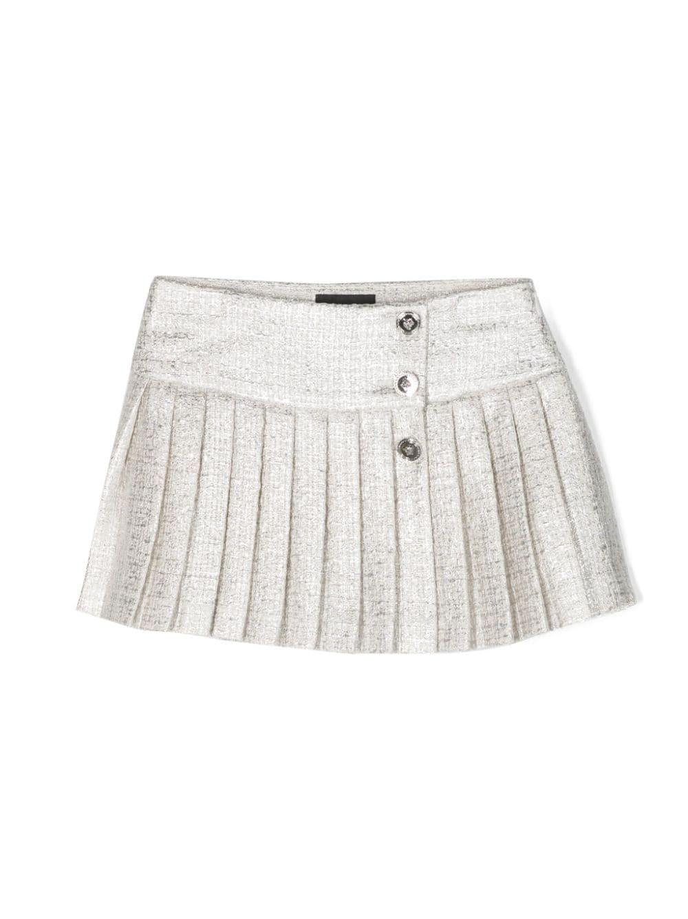 VERSACE KIDS Tweed Kids Pleated Skirt White/Silver - MAISONDEFASHION.COM