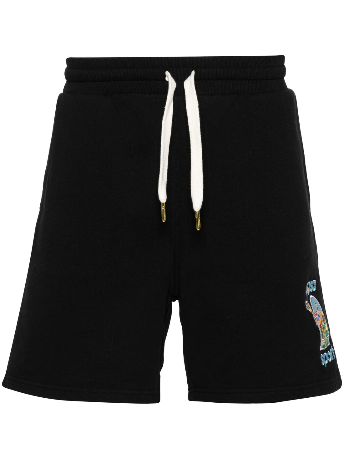 CASABLANCA MEN Le Jeu Colore Embroidered Sweat Shorts Black - MAISONDEFASHION.COM
