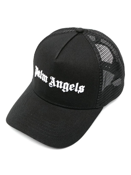 PALM ANGELS MEN Classic Logo Trucker Cap Black/White PALM ANGELS MEN Classic Logo Trucker Cap Black/White
