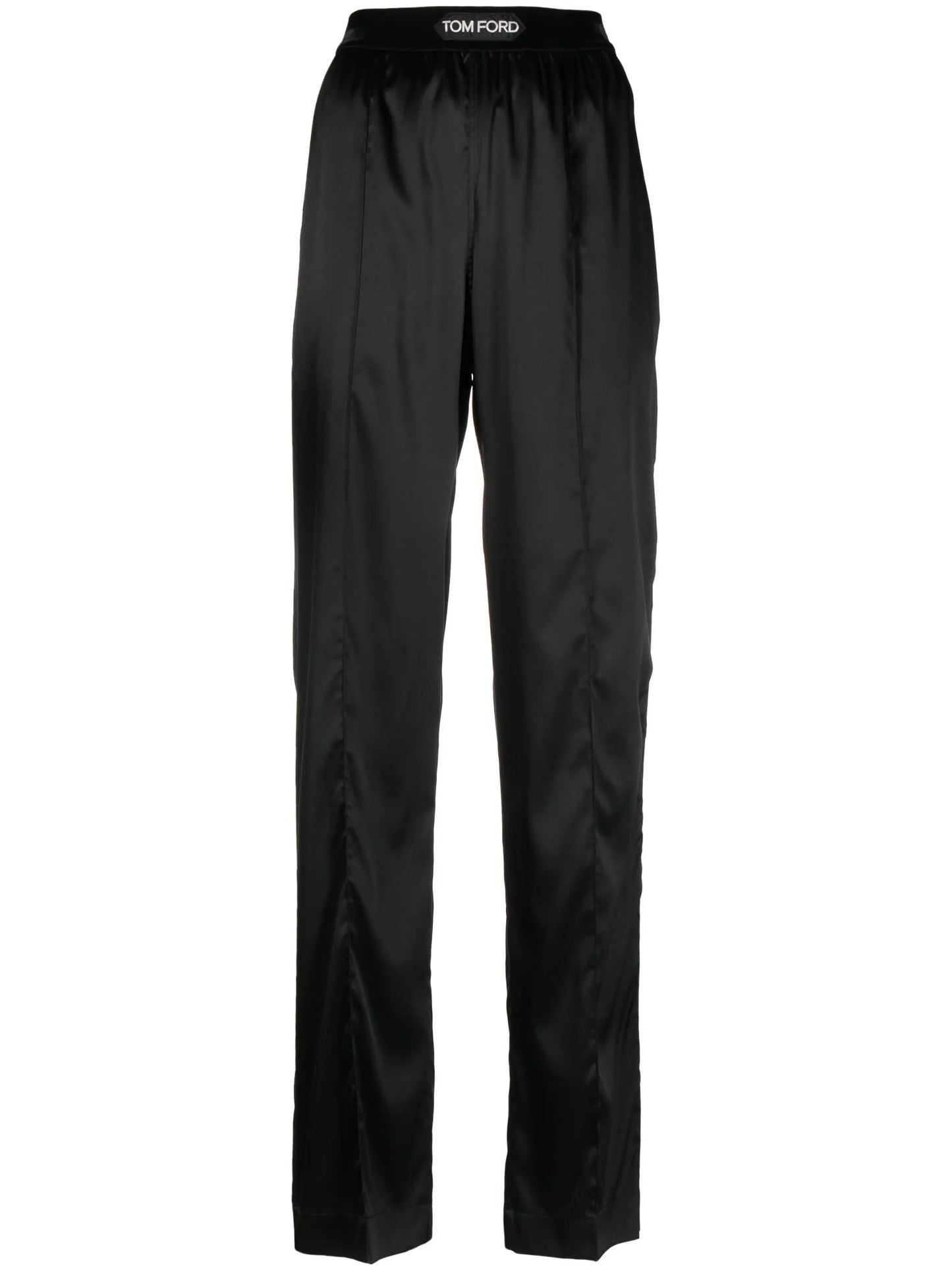 TOM FORD WOMEN Logo Waistband Trousers Black/White - MAISONDEFASHION.COM