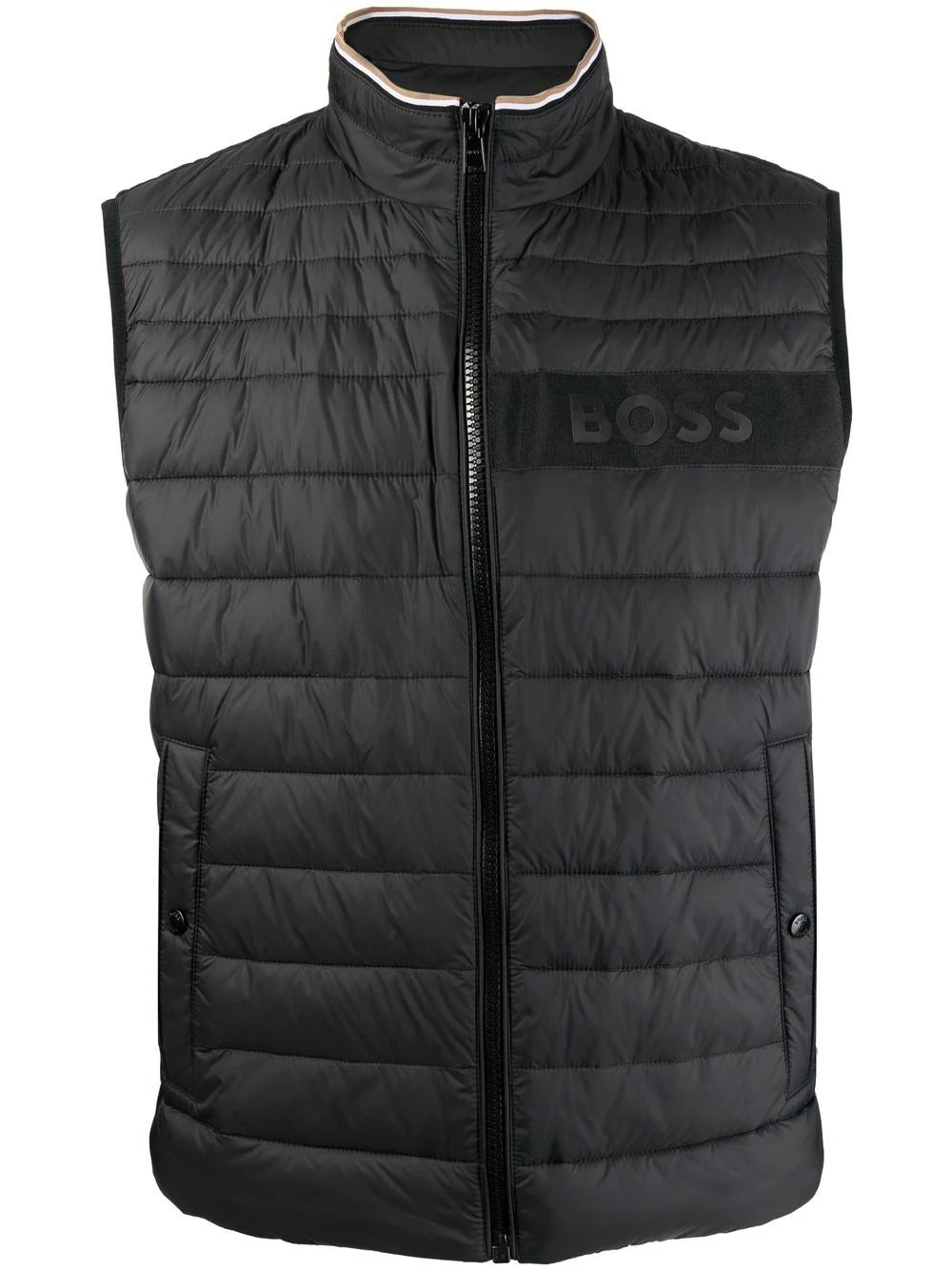 BOSS Logo-print Padded Gilet Jacket Black - MAISONDEFASHION.COM